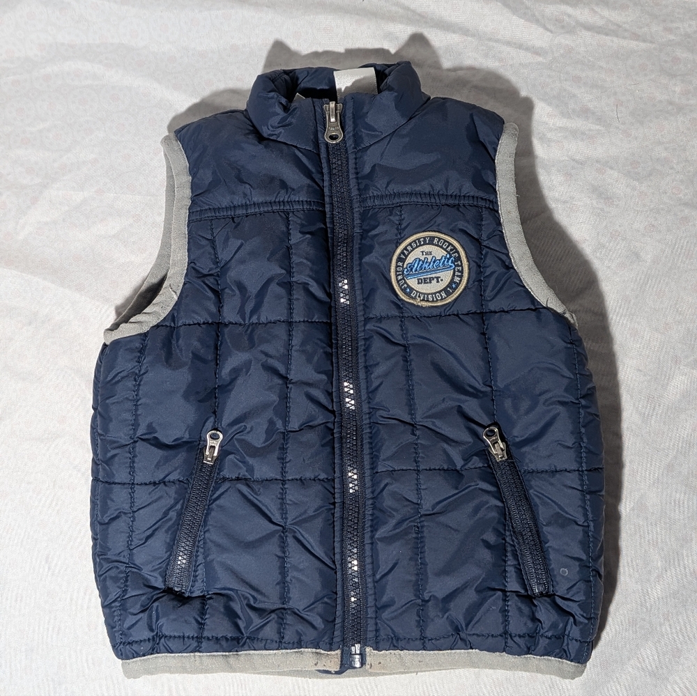 Koala Kids Navy Quilted Vest with Gray Trim